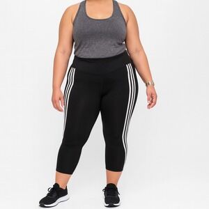 Adidas Women's Black AEROREADY Stripe Capri Leggings Athletic Workout XL